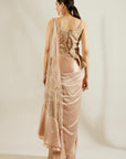 Tuscany Gold Peplum Blouse with Dhoti - indian attire for ladies