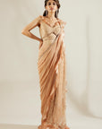 Tuscany Gold Pre Draped Saree - indian saree