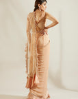 Tuscany Gold Pre Draped Saree - indian saree