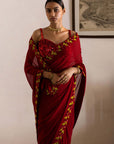 Urfi Georgette Saree Set - red saree