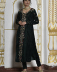 Velvet Deep Green Sherwani Set - sherwani for women