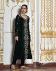 Velvet Deep Green Sherwani Set - sherwani for women