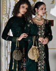 Velvet Deep Green Straight Dress - green dress