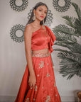 Warm Orange Lehenga Set - orange lehenga