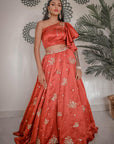 Warm Orange Lehenga Set - orange lehenga