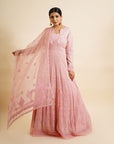 Watermelon Pink Anarkali with Dupatta - pink anarkali dress