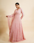 Watermelon Pink Anarkali with Dupatta - pink anarkali dress