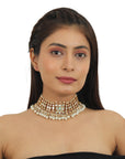 White Necklace Set With Stud Earrings - indian jewelry
