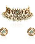 White Necklace Set With Stud Earrings - indian jewelry