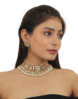 White Necklace Set With Stud Earrings - indian jewelry