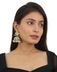 White Stone Necklace with Jhumki - indian stone jewelry
