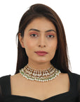 White Stone Necklace with Jhumki - indian stone jewelry