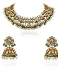 White Stone Necklace with Jhumki - indian stone jewelry