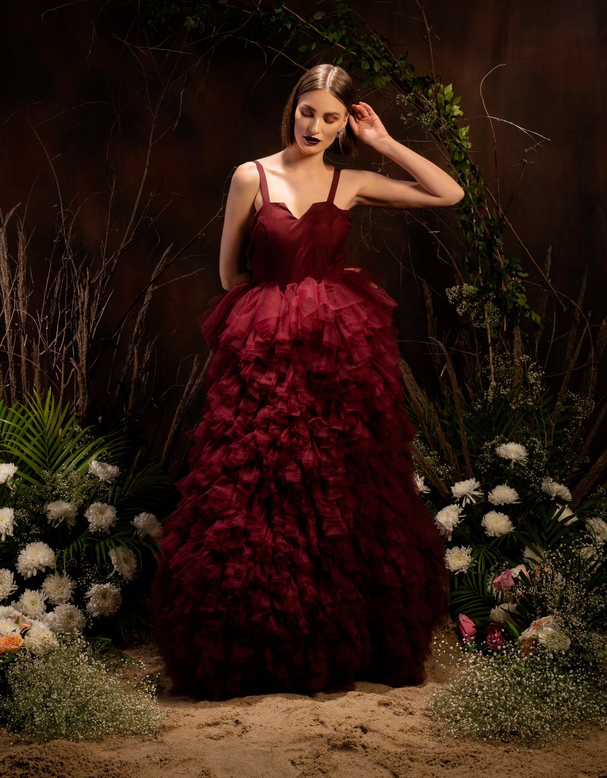 Windsor Maroon Gown - brown gown USA