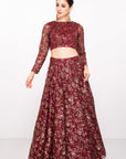 Wine And Gold Sequins Work Lehenga - lehenga