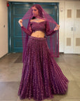 Wine Lehenga Set - dark purple lehenga