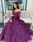 Wine Lehenga Set - dark purple lehenga