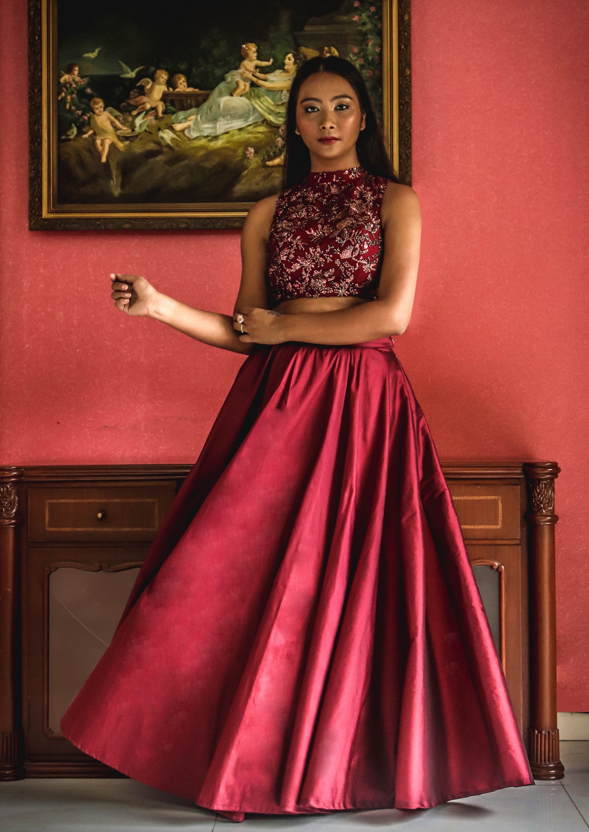 Long Skirt And Blouse Top And Long Skirt With Blouse Party Wear - Main Image