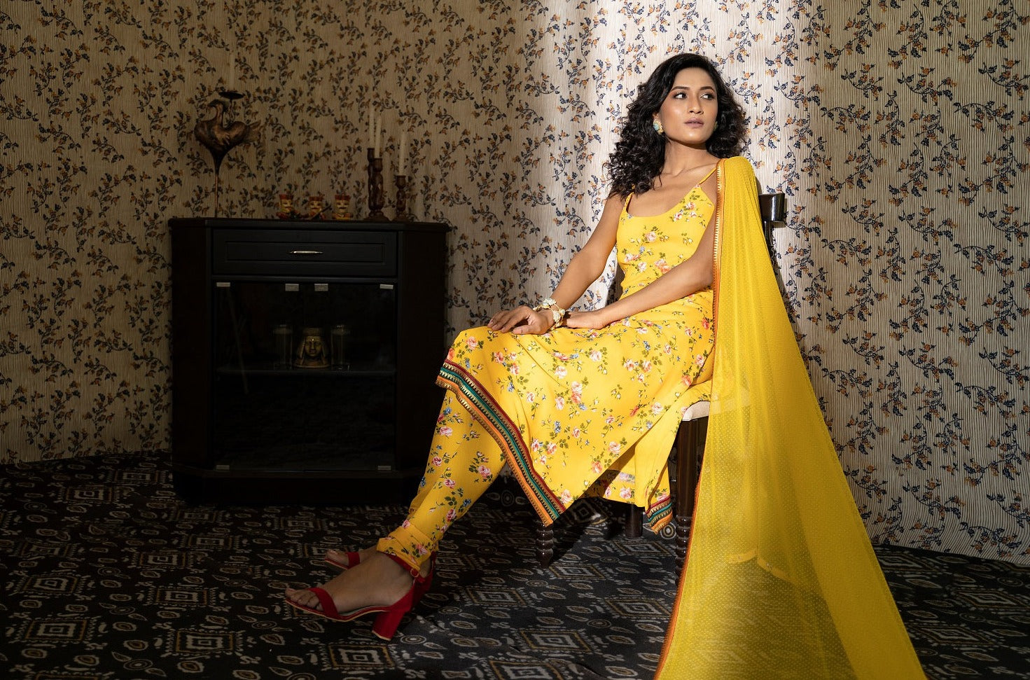 Yellow Georgette Kurta Set - kurta for women