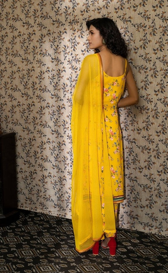 Yellow Georgette Kurta Set - kurta for women