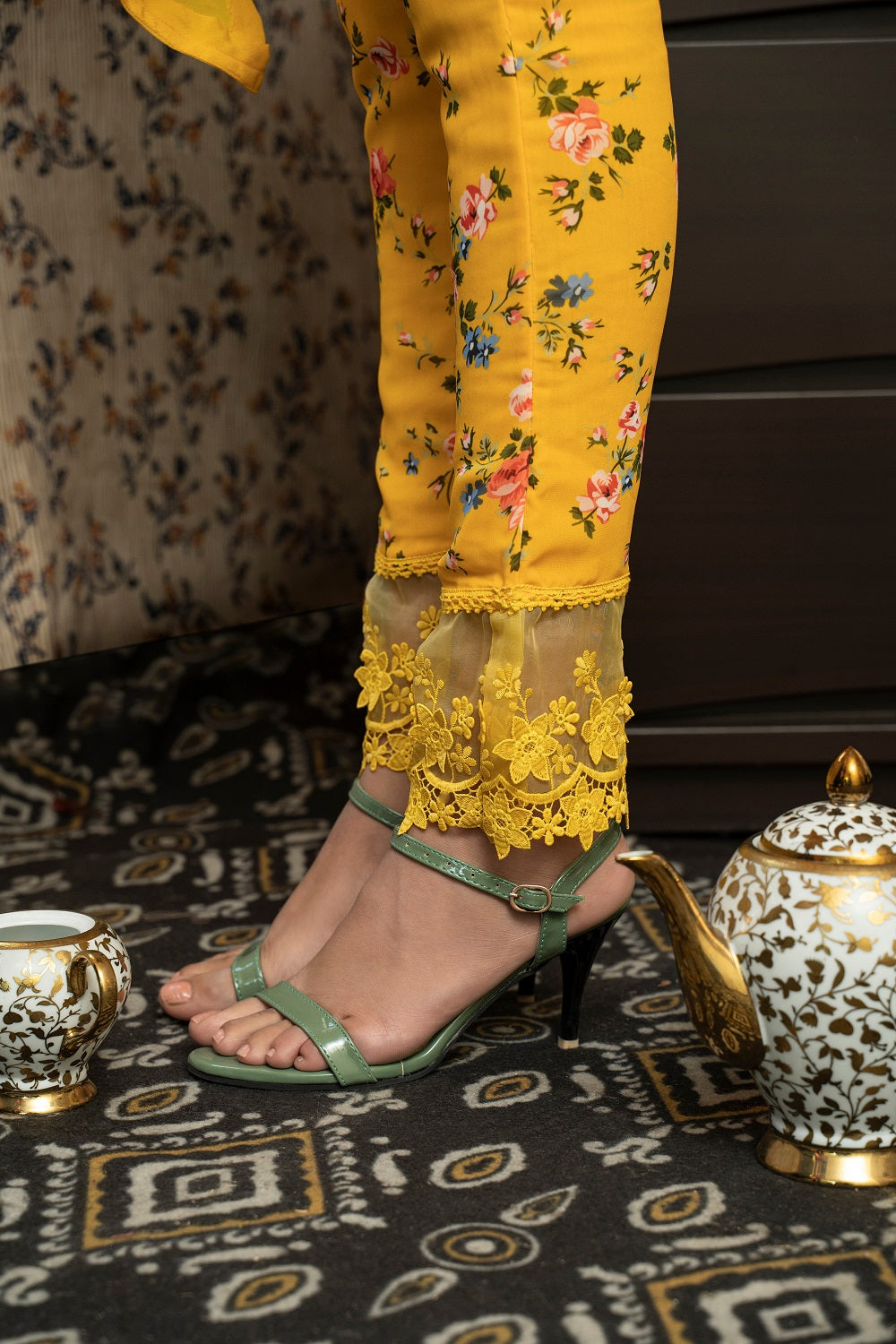 Yellow One Shoulder Crepe Tunic Set - yellow dress