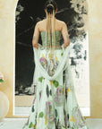 Mint Green Hand Painted Lehenga and Green Corset