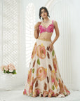 Baby Pink Hand Painted Lehenga and Embroidered Bralette Set