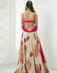 Baby Pink Hand Painted Lehenga and Embroidered Bralette Set