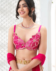 Baby Pink Hand Painted Lehenga and Embroidered Bralette Set