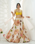 Baby Pink Hand Painted Lehenga and Embroidered Yellow Blouse