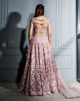 Blush Pink Chintz 3D Floral Lehenga Set - lehenga set Sydney