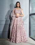 Blush Pink Chintz 3D Floral Lehenga Set - lehenga set Sydney