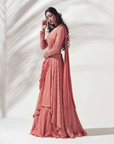 Dusty Orange Layered Lehenga Set - lehenga set Sydney