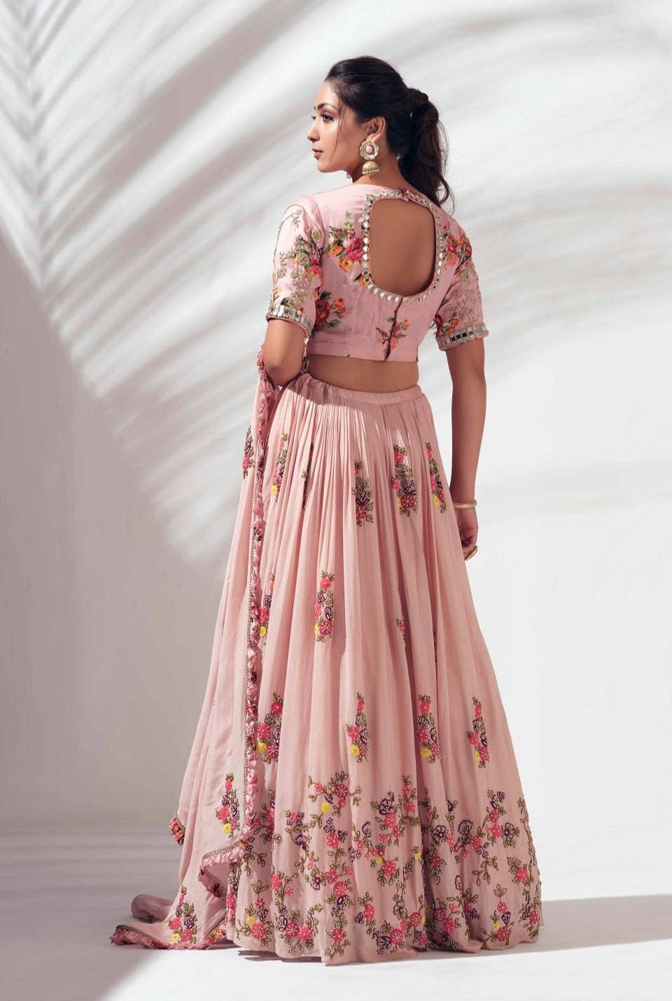 Embroidered Blush Pink Lehenga Set - pink lehenga New Zealand