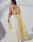 Embroidered Yellow & Ivory Lehenga Set - ivory lehenga New Zealand
