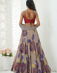 Hand Painted Lehenga and Embroidered Red Blouse Set
