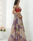 Hand Painted Lehenga and Embroidered Red Blouse Set