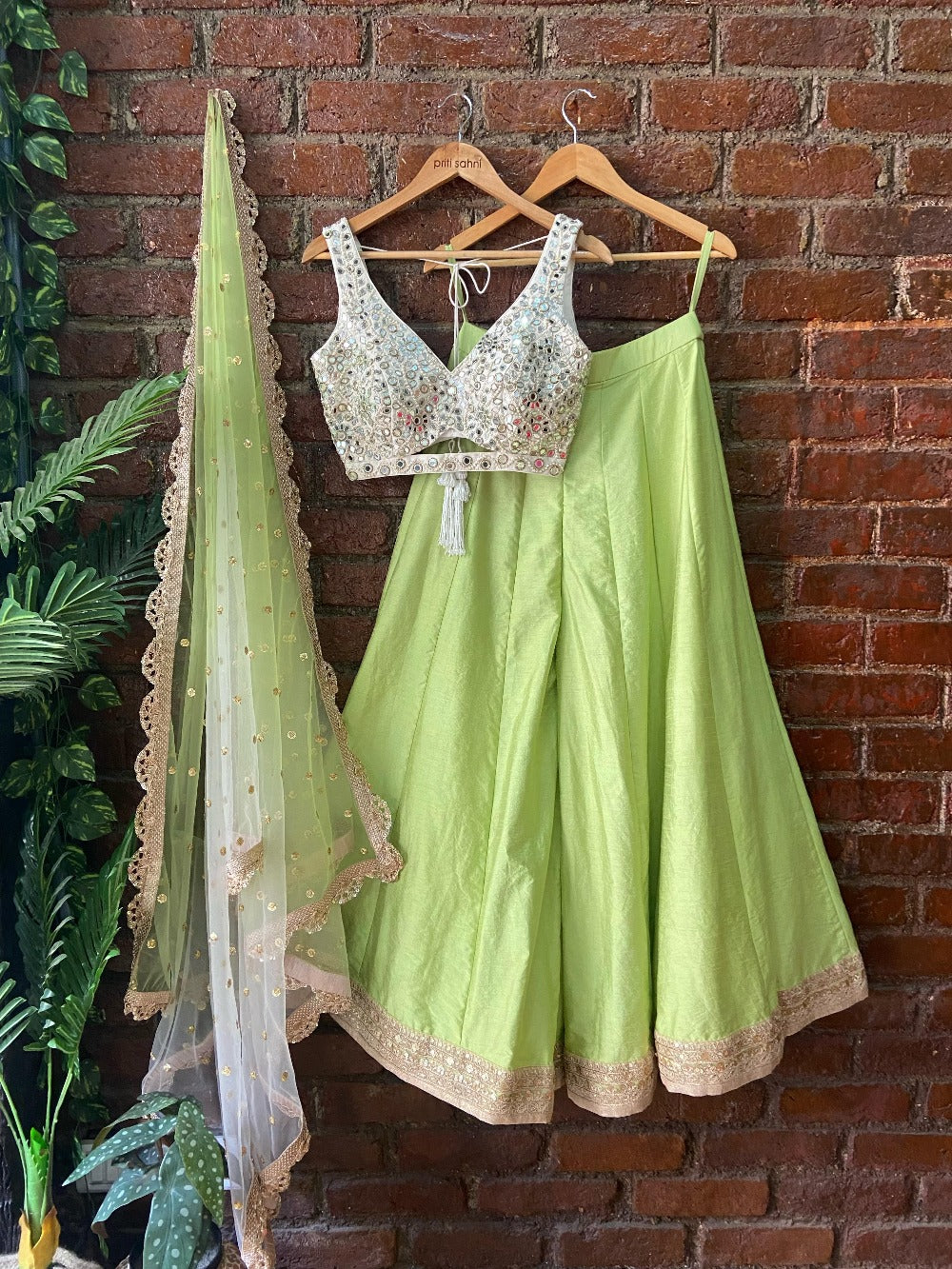 Light Green Outfit Lime Green And Ivory Palazzo Set – WaliaJones