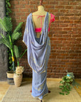 Burnt Lavender Embroidered Saree