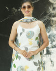 Ivory Hand Painted Slip Kurta and Sharara Set