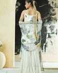 Ivory Hand Painted Slip Kurta and Sharara Set