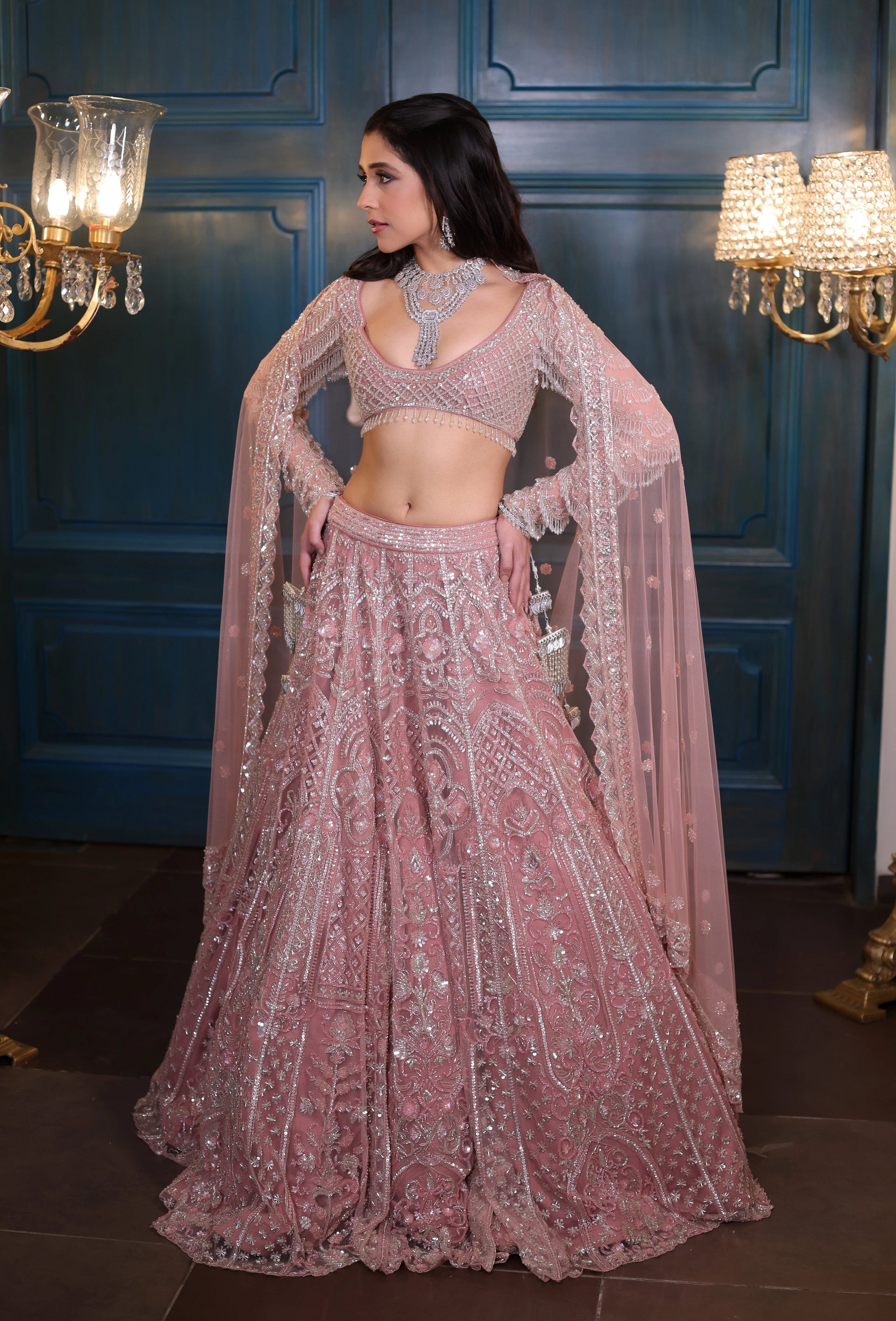 Dusky Pink Bridal Lehenga Set – WaliaJones - Main Image