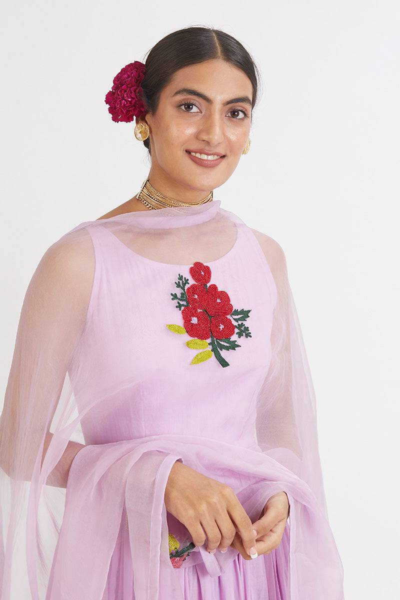 Lavender Anarkali with Kesar Dupatta - anarkali set Australia