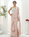 Mauve Ruffle Saree and Hand Painted Corset Set
