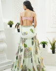 Mint Green Hand Painted Lehenga and Butterfly Blouse