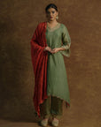 Olive Green Kurta with Palazzo Pants and Dupatta - indian attire Canada