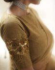 Paro Gold Organza Saree Set - saree USA