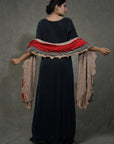 Pleated Fabric Gown Set - black gown Australia