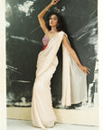 Powder Pink Saree and Corset Blouse Set