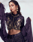 Purple Layered Lehenga Set - purple lehenga Sydney